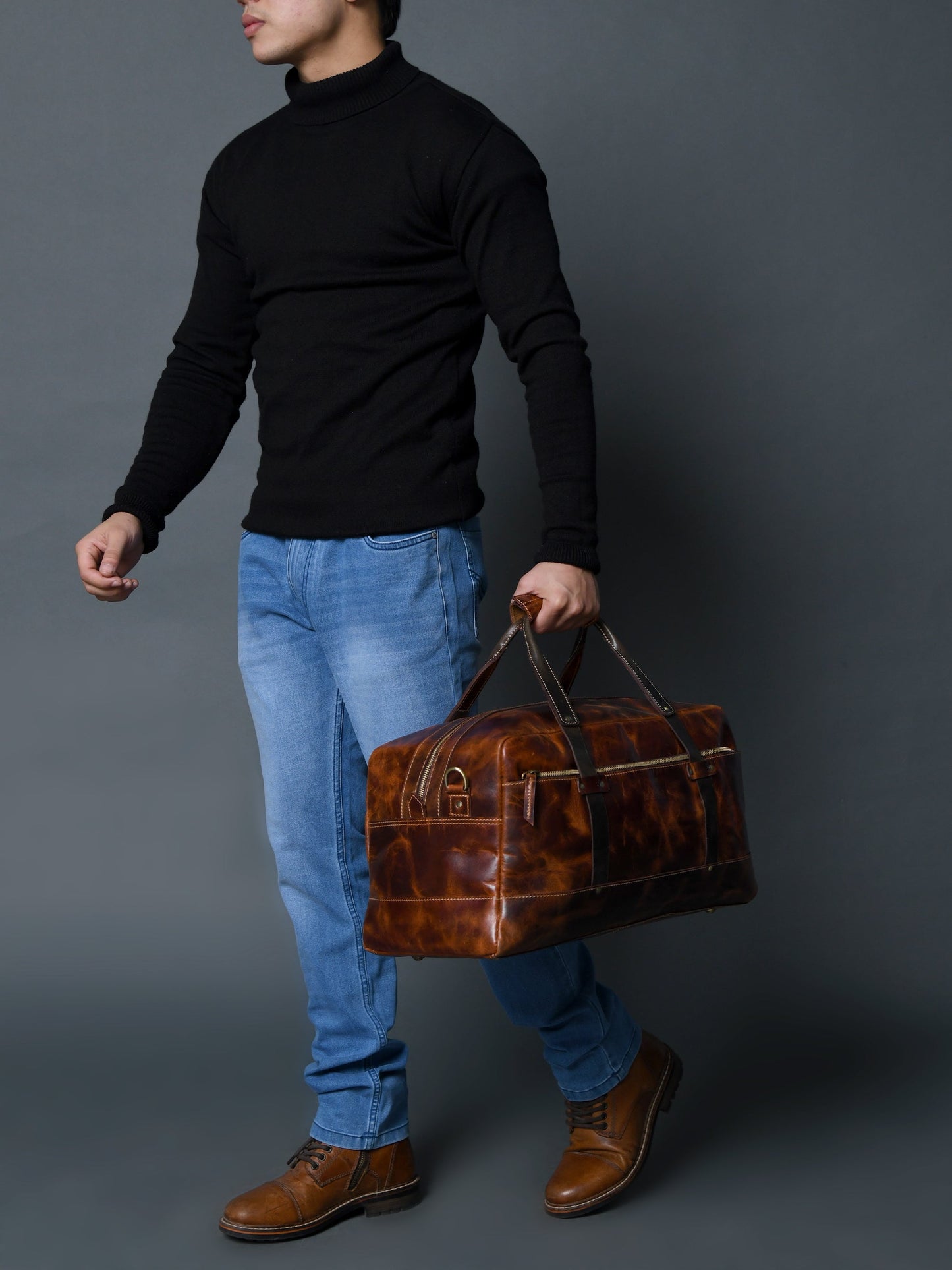 Espresso Elegance Carry on Duffle, Saddle Tan - Concordia Style Boutique