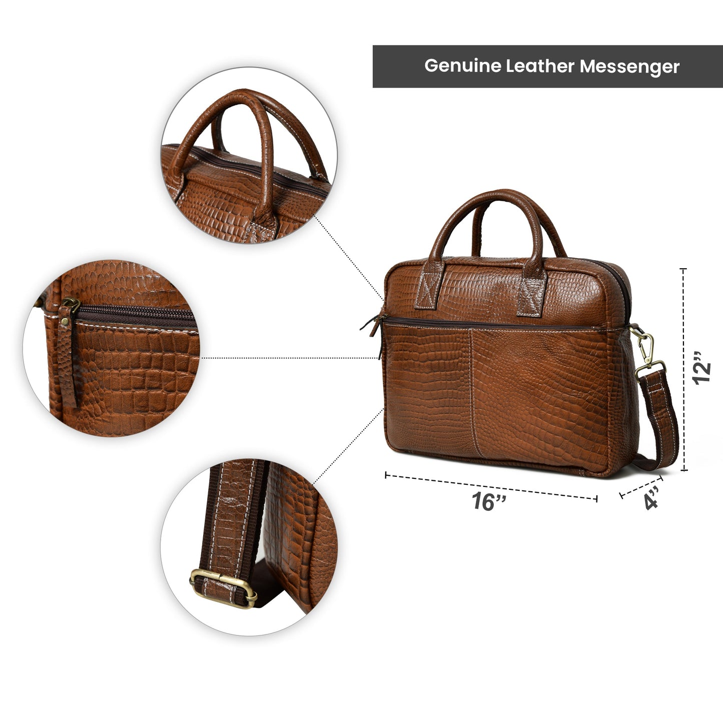 Laurent Leather Briefcase- Brown - Concordia Style Boutique