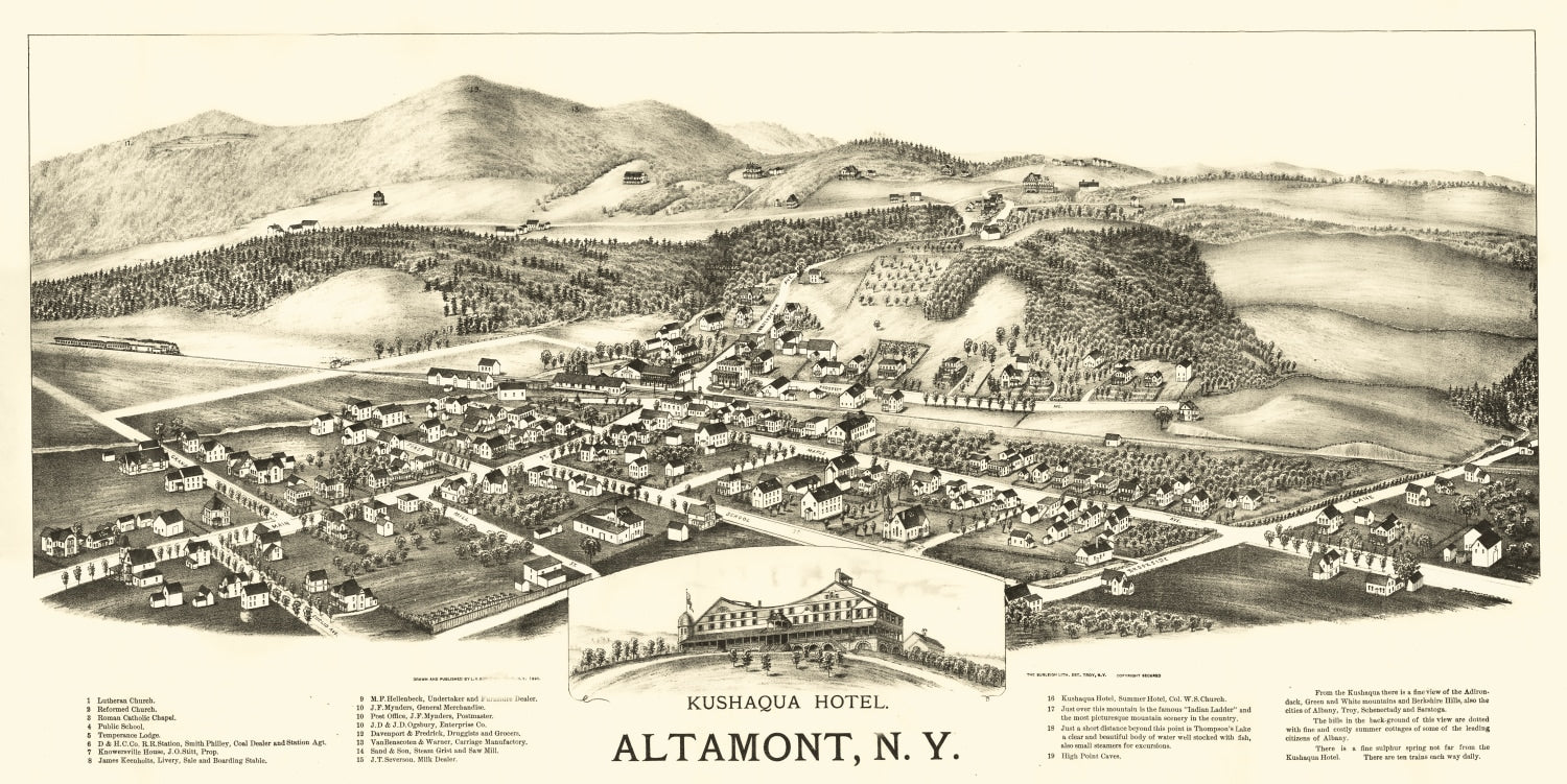 Vintage Map of Altamont, New York 1890 - Concordia Style Boutique