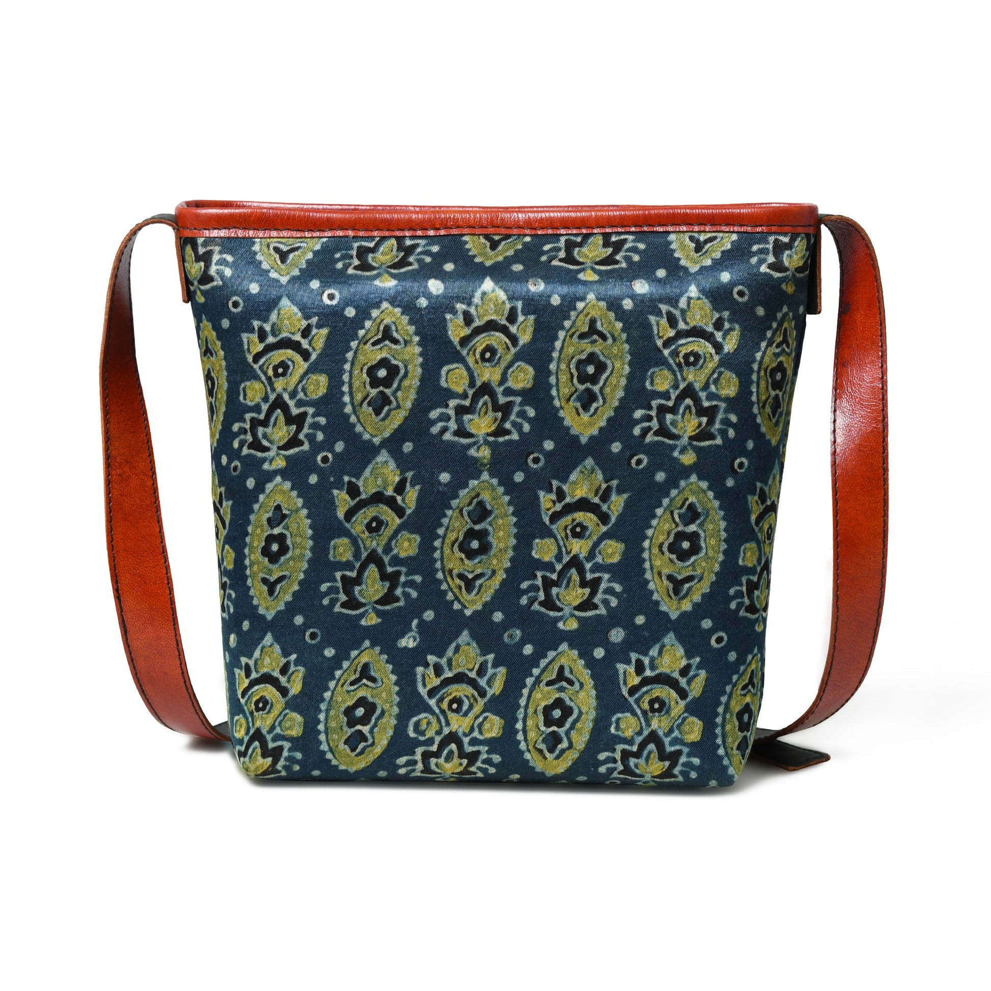 Heritage Ajrakh Leather Tote Bag - Concordia Style Boutique