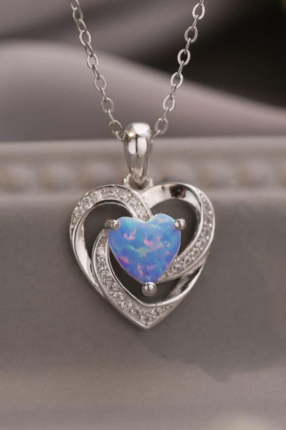 Opal Heart Pendant Necklace - Concordia Style Boutique