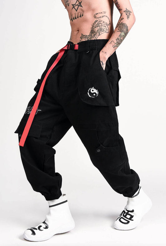IBP332 Yin Yang Black Cargo Pants - Concordia Style Boutique