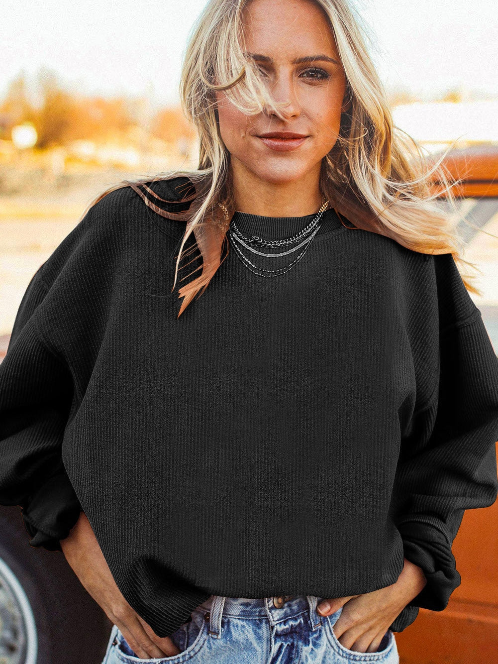 Letter Printed Crewneck Baggy Fit Long Sleeve Tee - Concordia Style Boutique