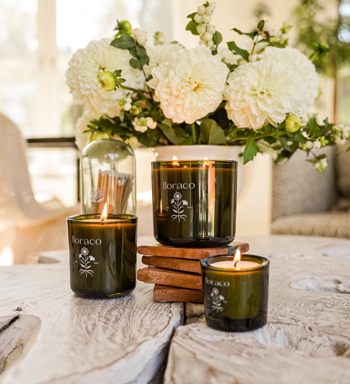 Candle Rosemary Sage, Green Glass: Rosemary, Sage, Eucalyptus and Evergreen Scented