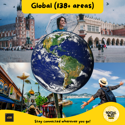 Global (138+ areas) 6GB 15Days eSIM Internet Data Plan