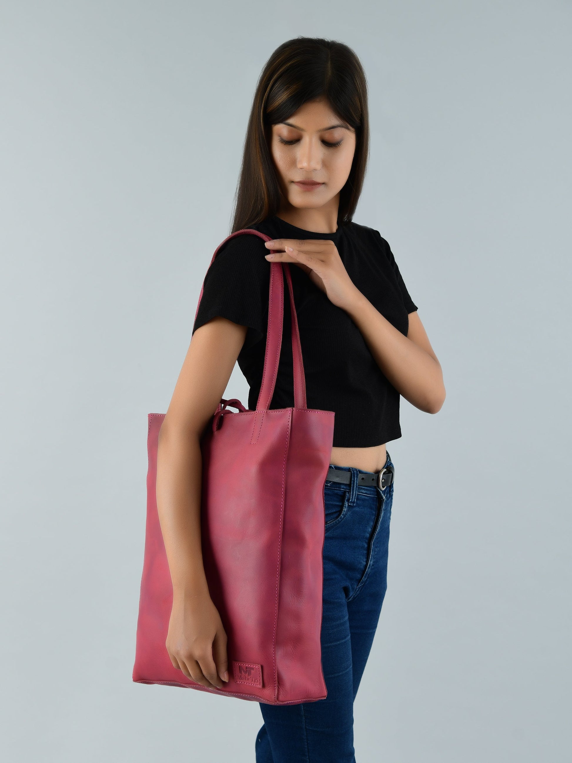 Maroon Leather Tote Bag - Concordia Style Boutique