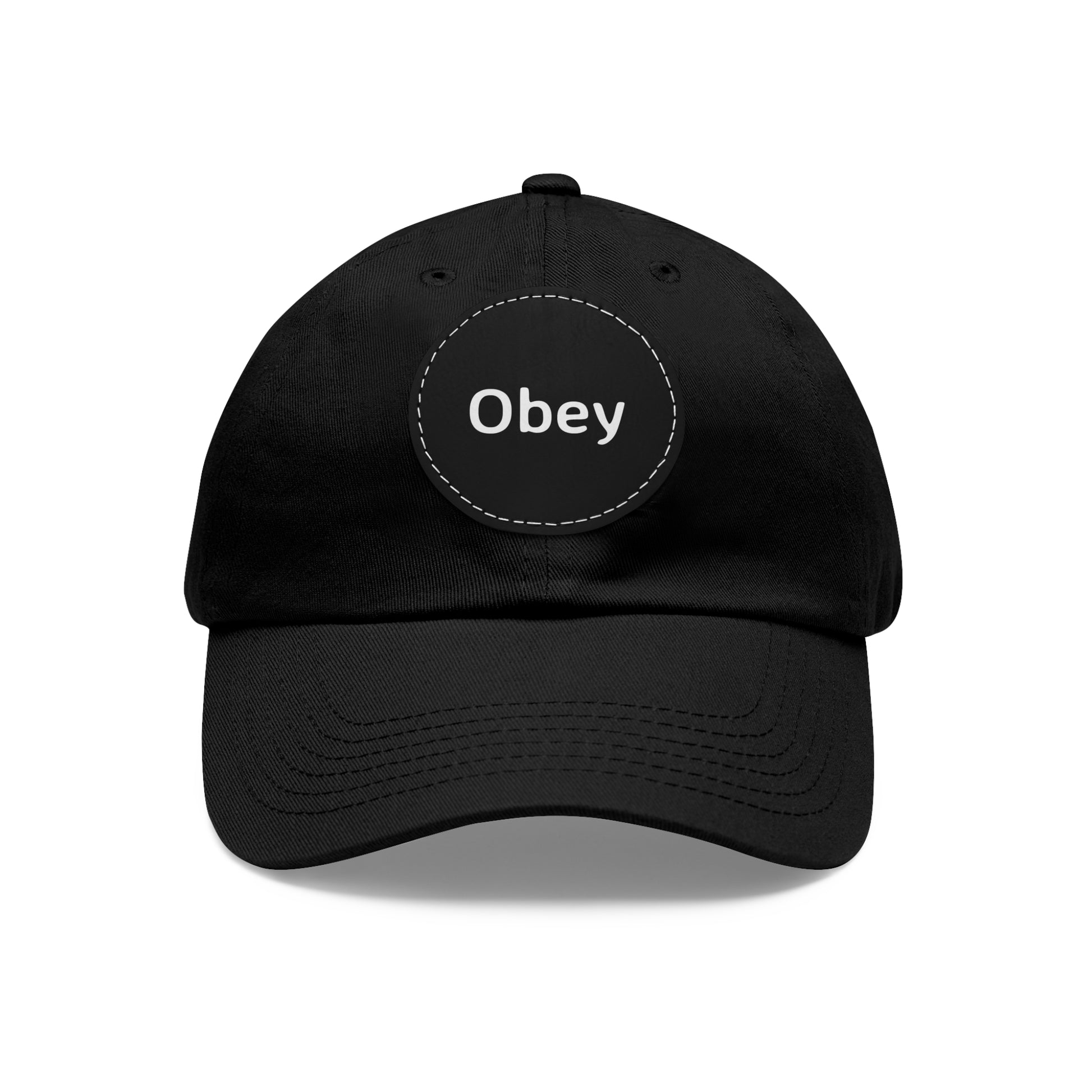 "Obey" - Hat with Leather Patch (Round) - Premium Hats from Concordia Style Boutique - Just $20.45! Shop now at Concordia Style Boutique