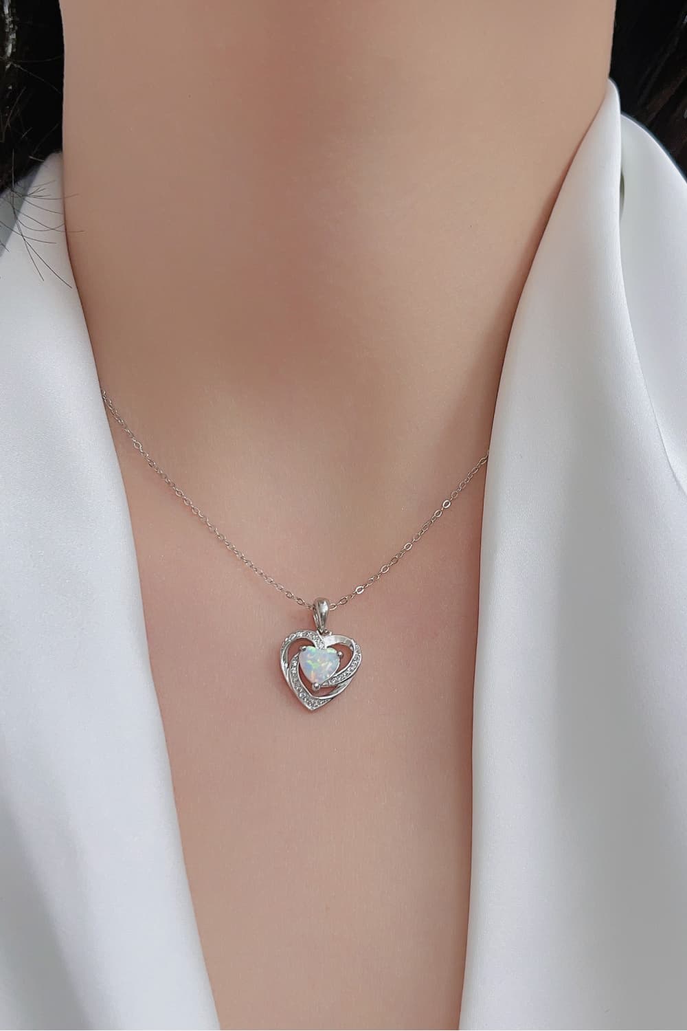 Opal Heart Pendant Necklace - Concordia Style Boutique