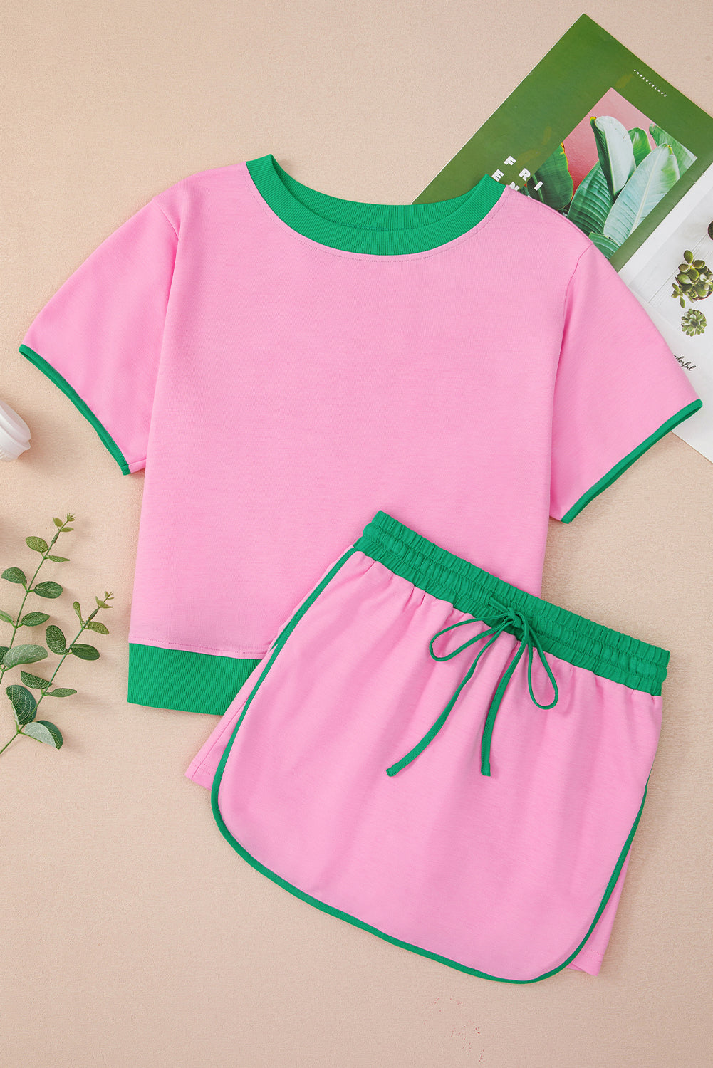 Luxury Colorblock Edge Drop Shoulder T Shirt and Skort Set - Concordia Style Boutique