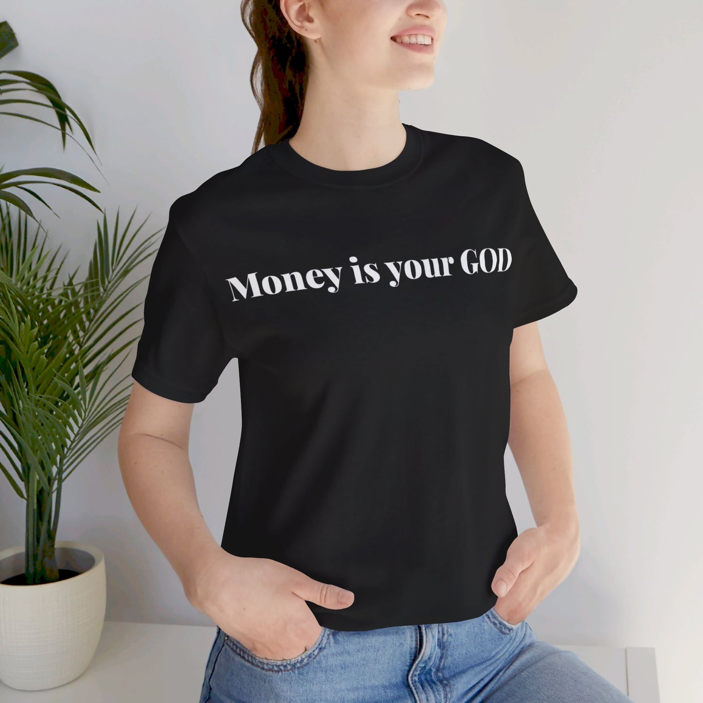 "Money Is Your God" - Unisex Jersey Short Sleeve Tee - Premium T-Shirt from Concordia Style Boutique - Just $21.53! Shop now at Concordia Style Boutique