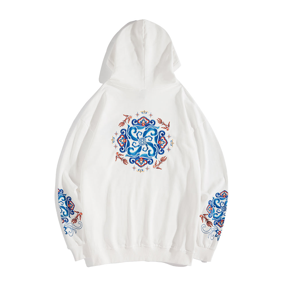 KH9201 Fish Art Embroidery Hoodie - Concordia Style Boutique