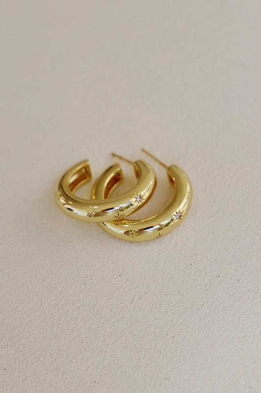MEREDITH CZ STAR THICK HOOP - Concordia Style Boutique