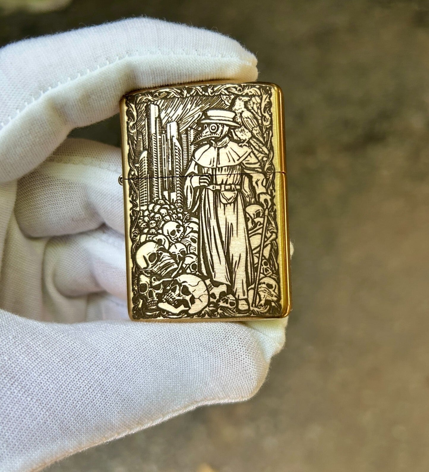 Doctor Plague Custom Engraved Zippo | Solid Brass Armor Case | Made in USA