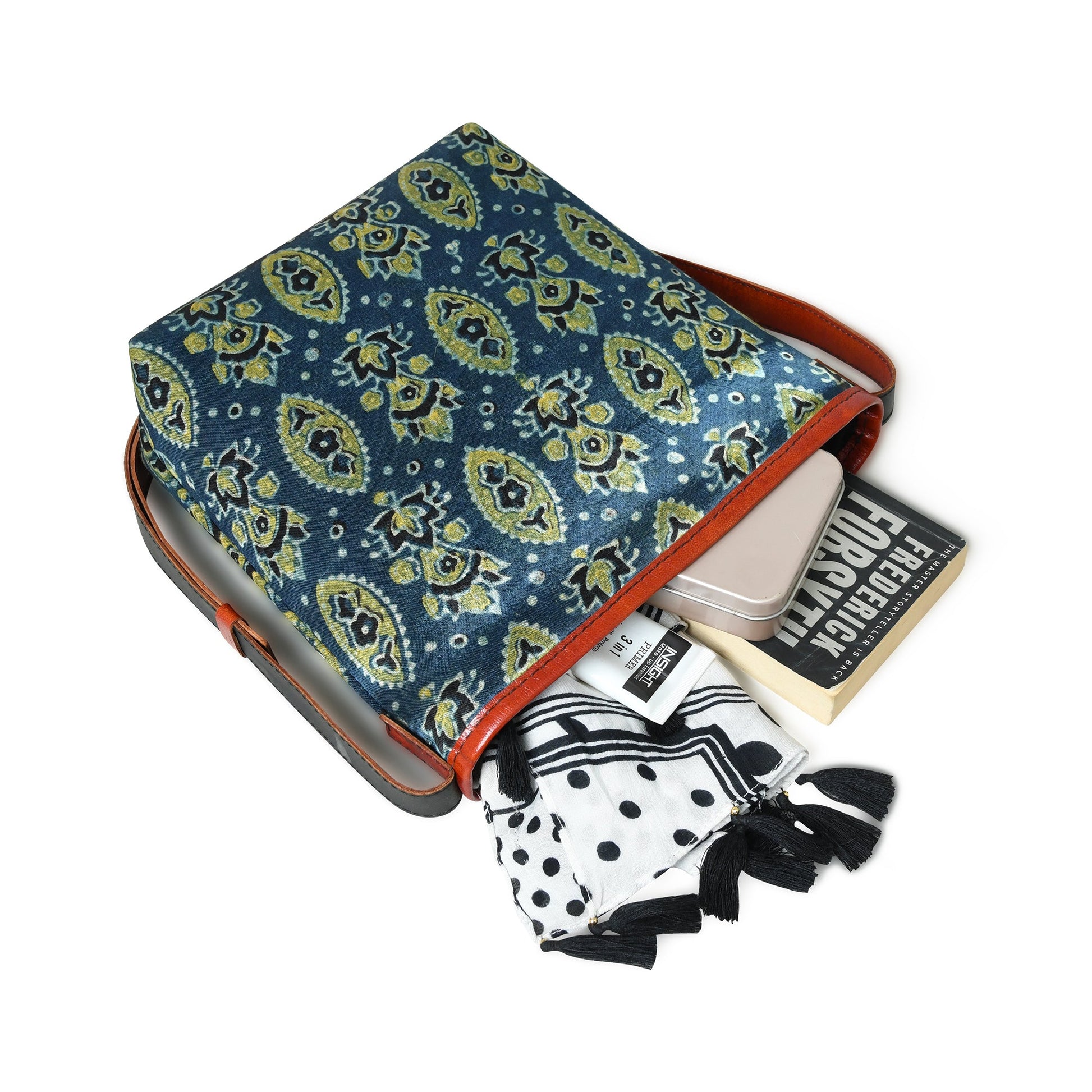 Heritage Ajrakh Leather Tote Bag - Concordia Style Boutique