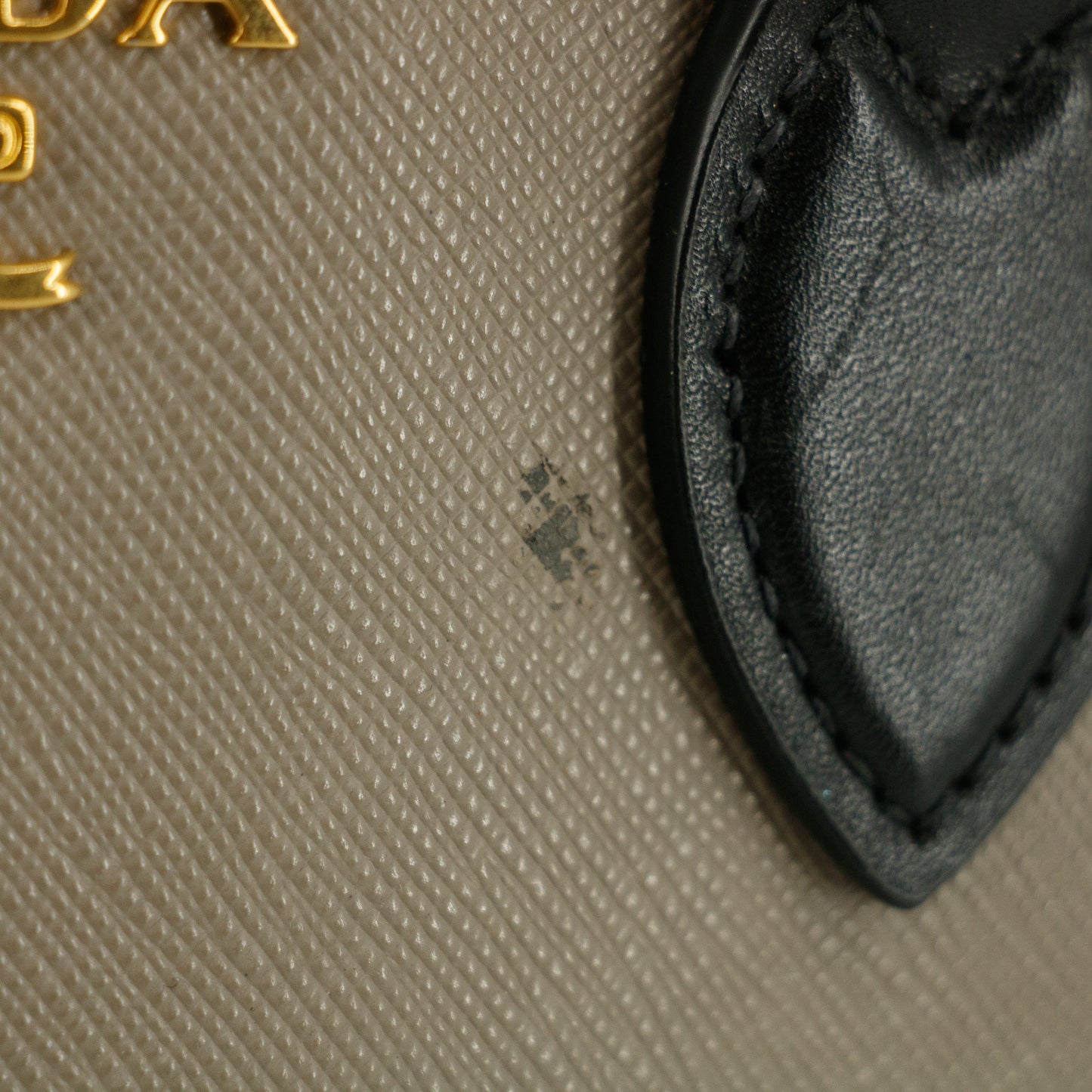 Prada Saffiano Leather Grey/Black Top Handle Tote #5808