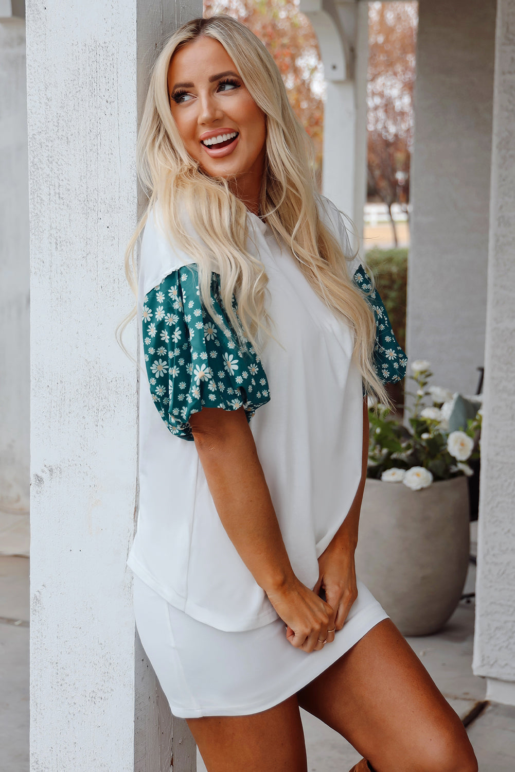 Aileen Floral Puff Sleeve Oversized Top - Concordia Style Boutique