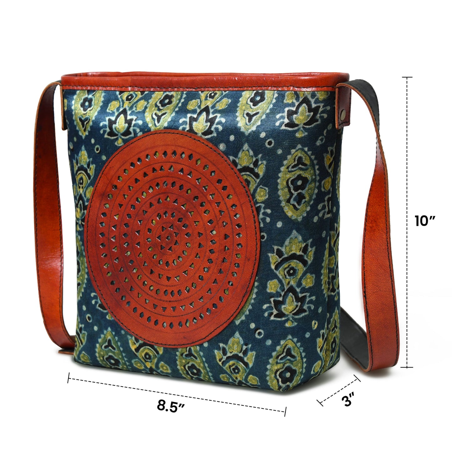 Heritage Ajrakh Leather Tote Bag - Concordia Style Boutique