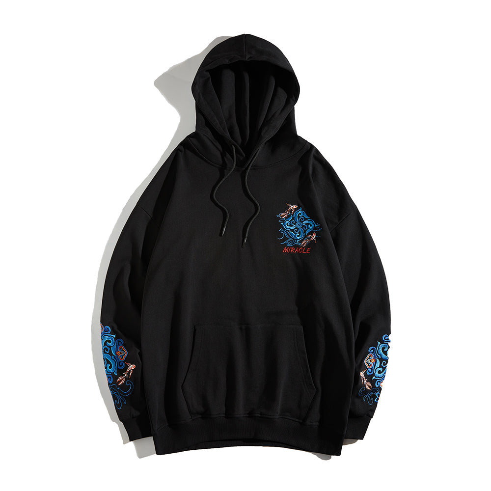 KH9201 Fish Art Embroidery Hoodie - Concordia Style Boutique