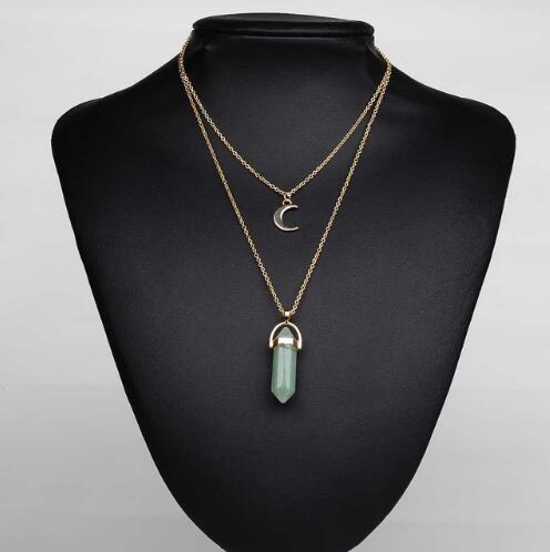Artilady Natural Opal Stone Moon Choker Necklace – Elegant Crystal Pendant Jewelry - Concordia Style Boutique