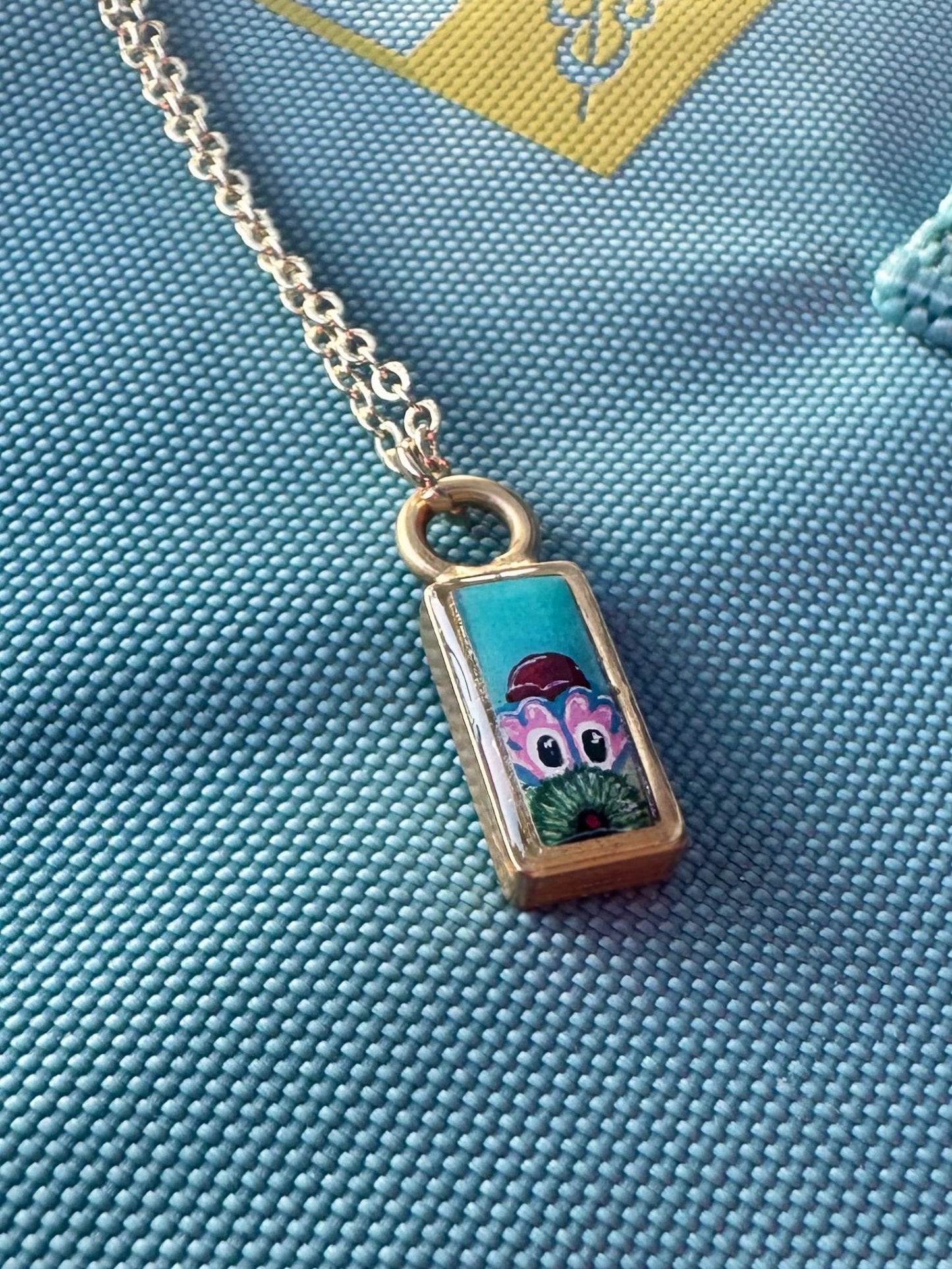 Baby Peeking Phanatic | Hand-Painted Pendant Necklace