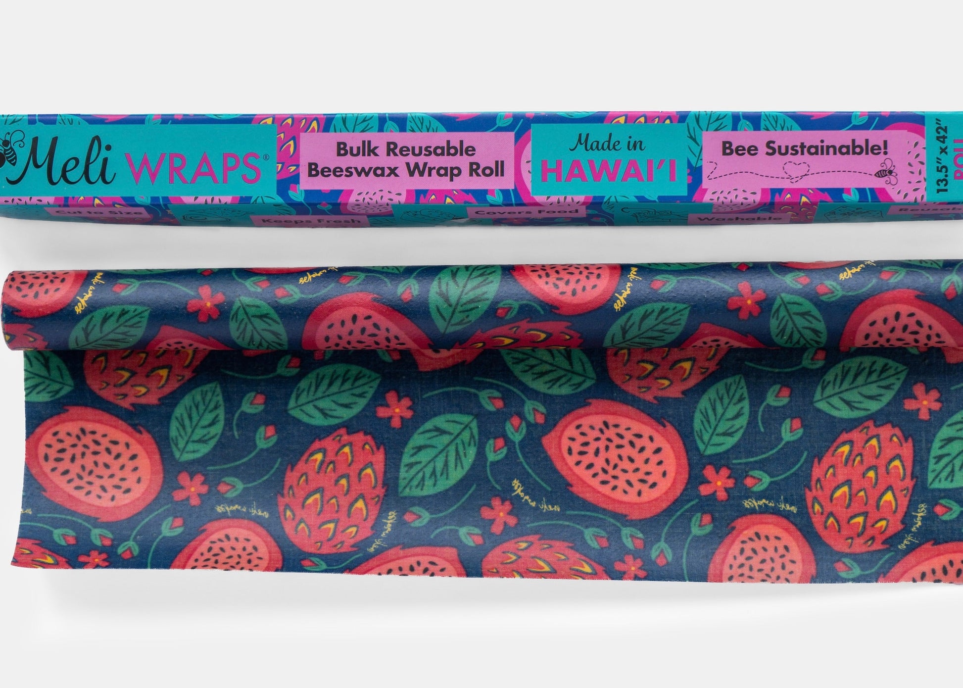 Beeswax Wrap Bulk Roll - Dragonfruit Print - Concordia Style Boutique
