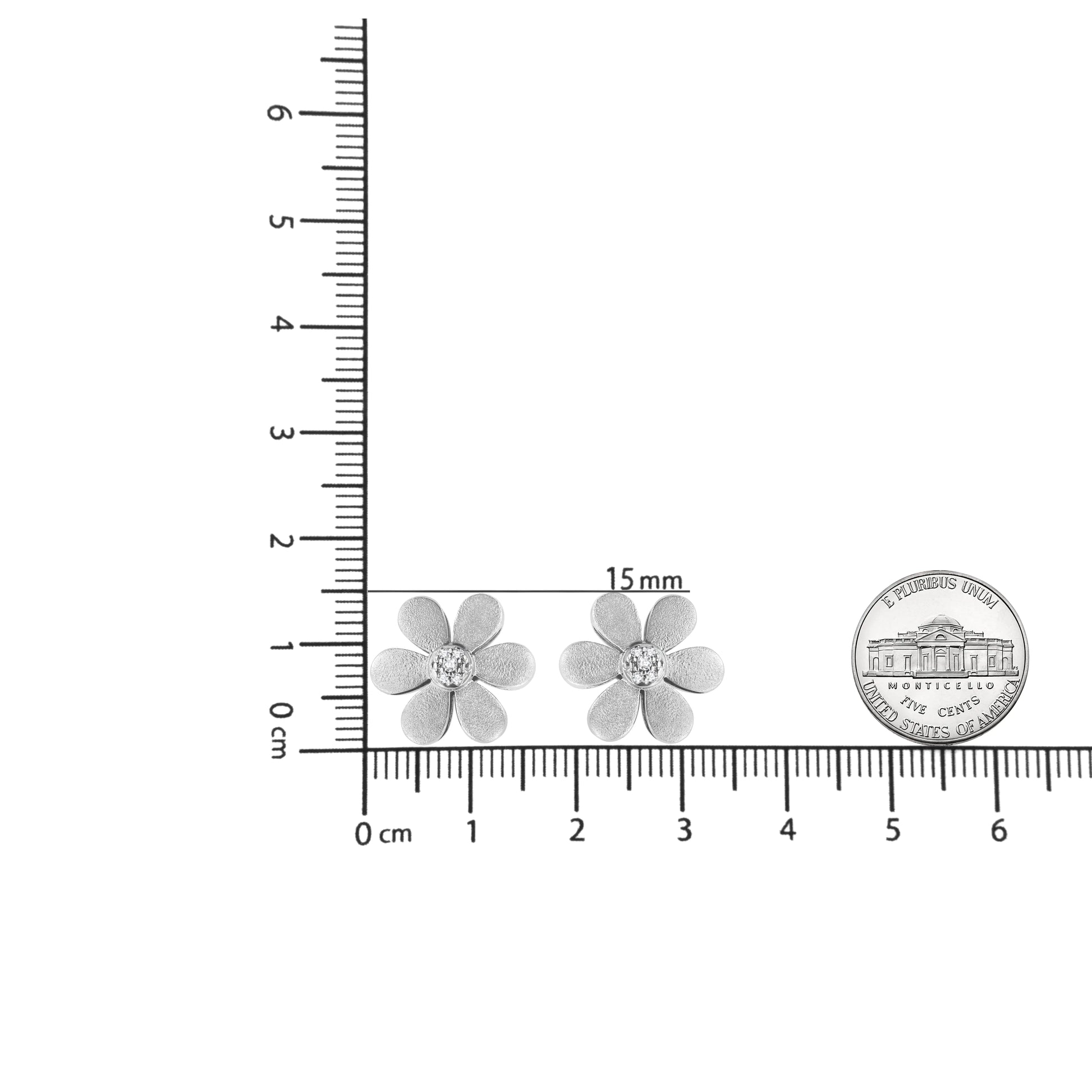 Matte Finished .925 Sterling Silver Diamond Accent Flower Hoop Stud Earring (I-J Color, I1-I2 Clarity) - Concordia Style Boutique