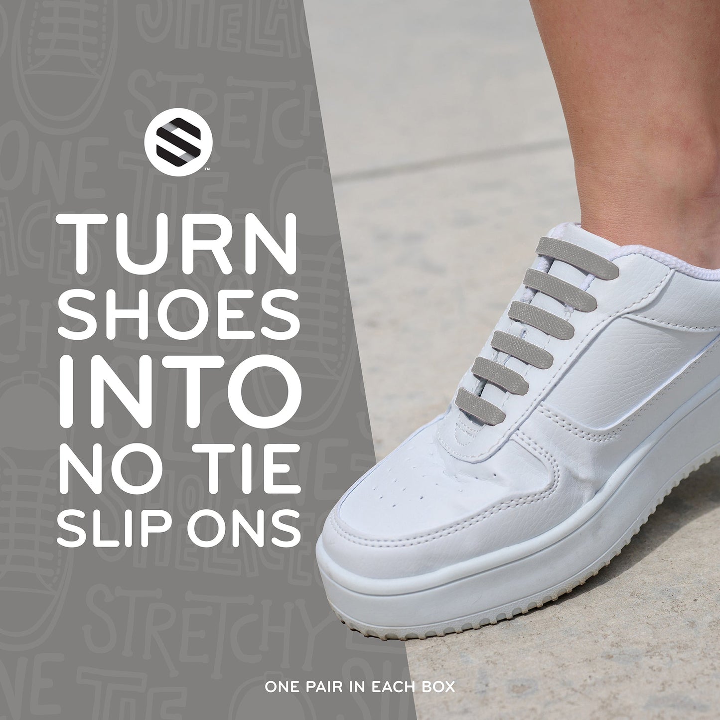 Grey Stretchy Tieless Silicone Elastic Shoelaces | 20 Straps