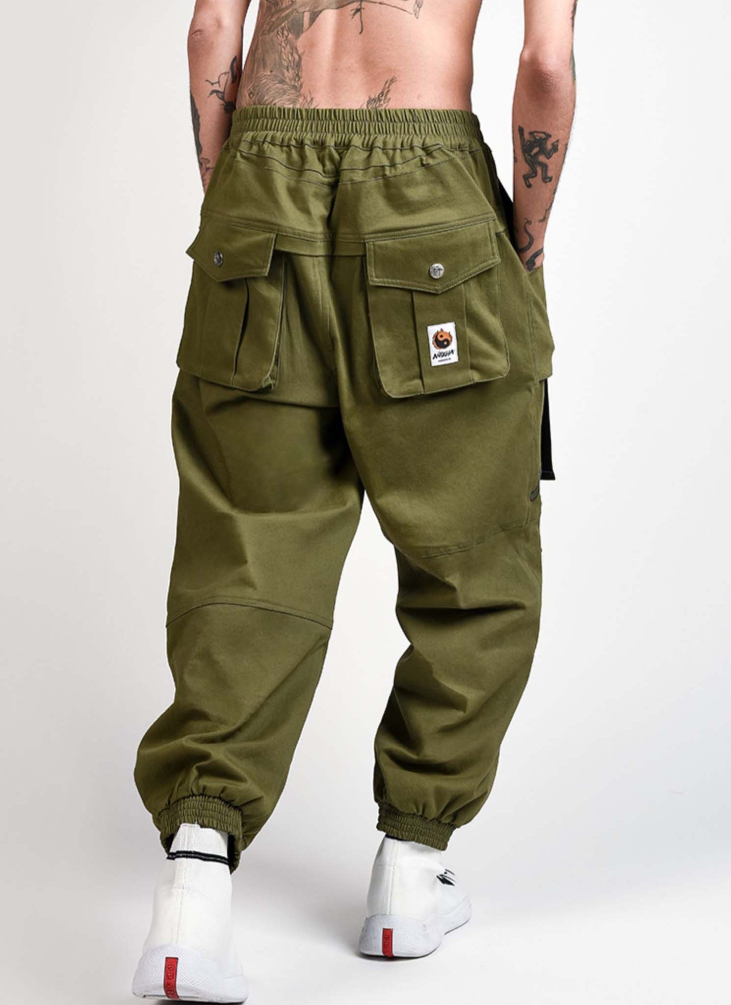 IBP332 Yin Yang Army Green Cargo Pants - Concordia Style Boutique