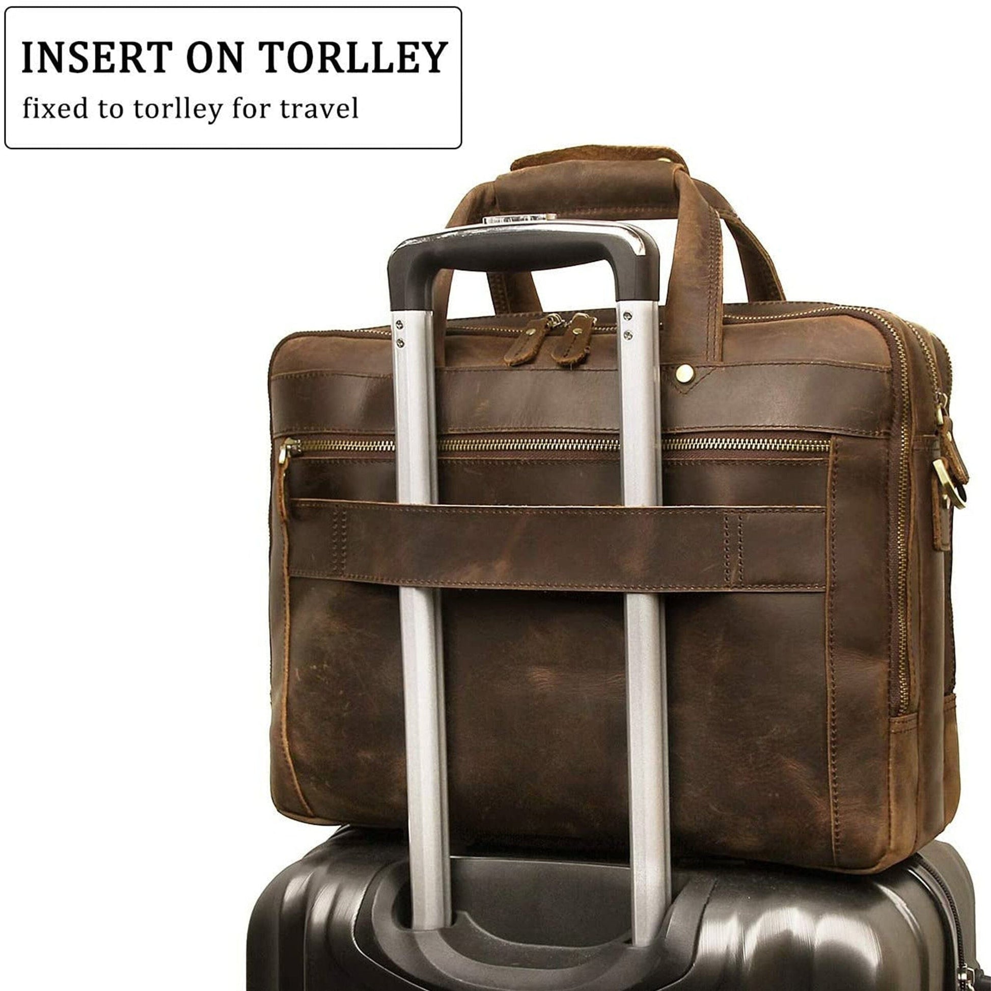 Crazy Horse Leather Briefcase - Concordia Style Boutique