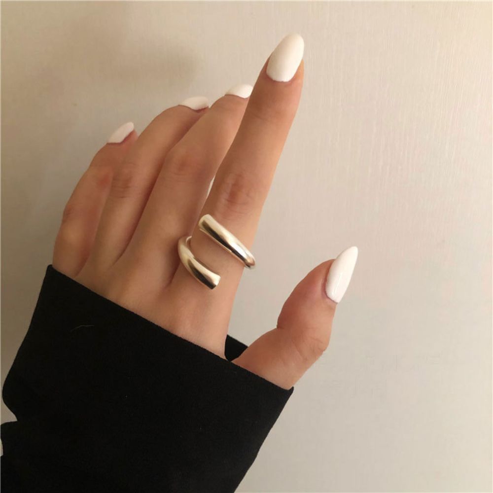 SILVER HOLLOW RING SET (ADJUSTABLE) - Concordia Style Boutique
