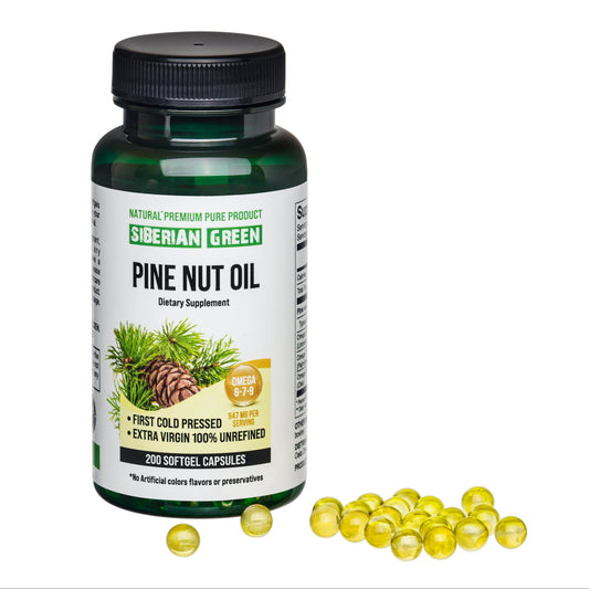 Siberian Green Pine Nut Oil Capsules – 200 Softgels - Concordia Style Boutique