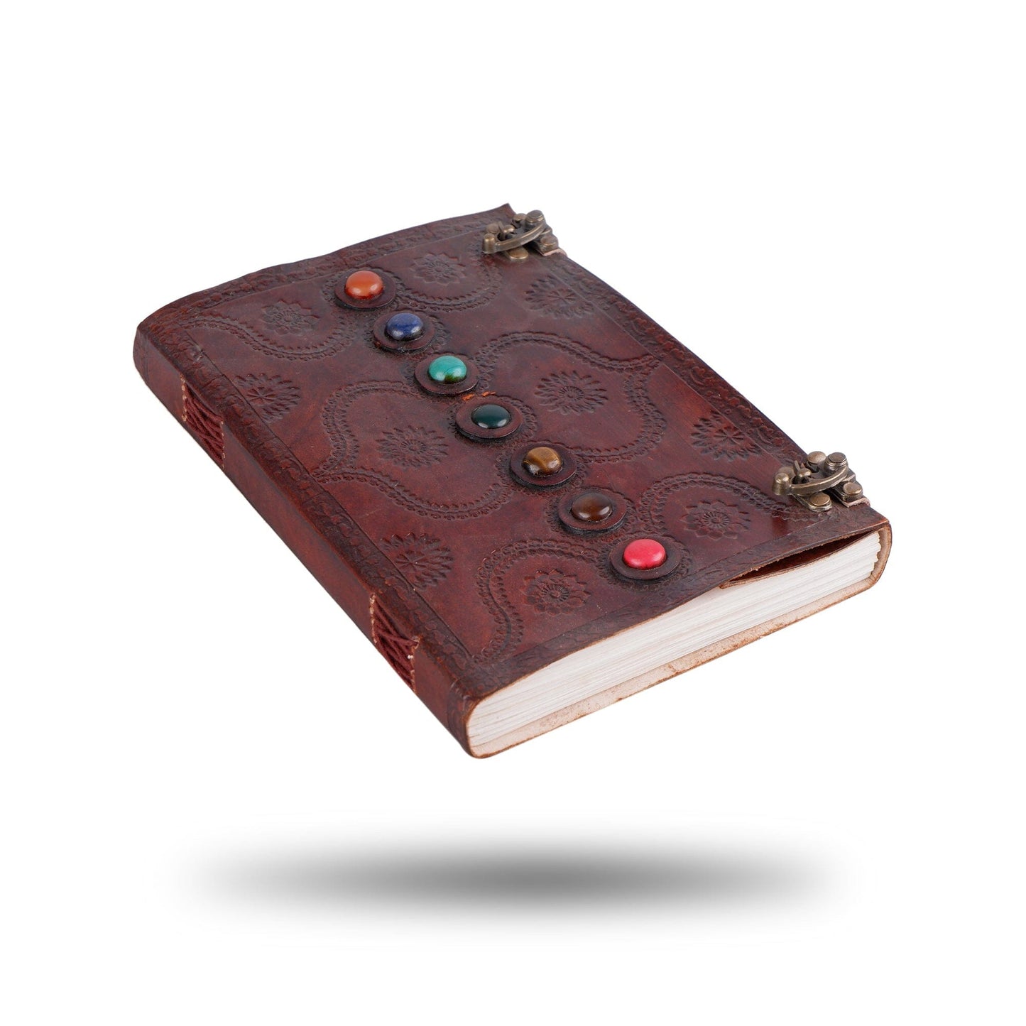 Dark Brown 7 Stones Leather Diary - Concordia Style Boutique
