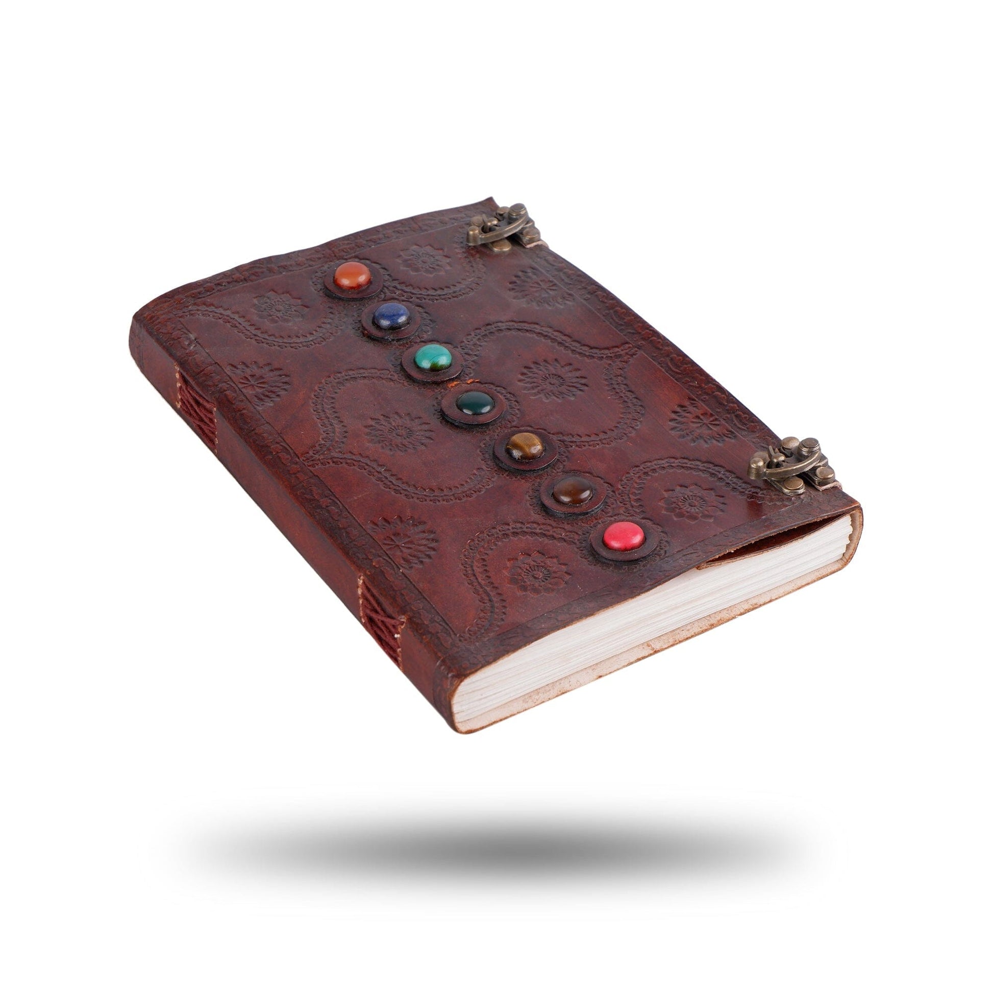 Dark Brown 7 Stones Leather Diary - Concordia Style Boutique