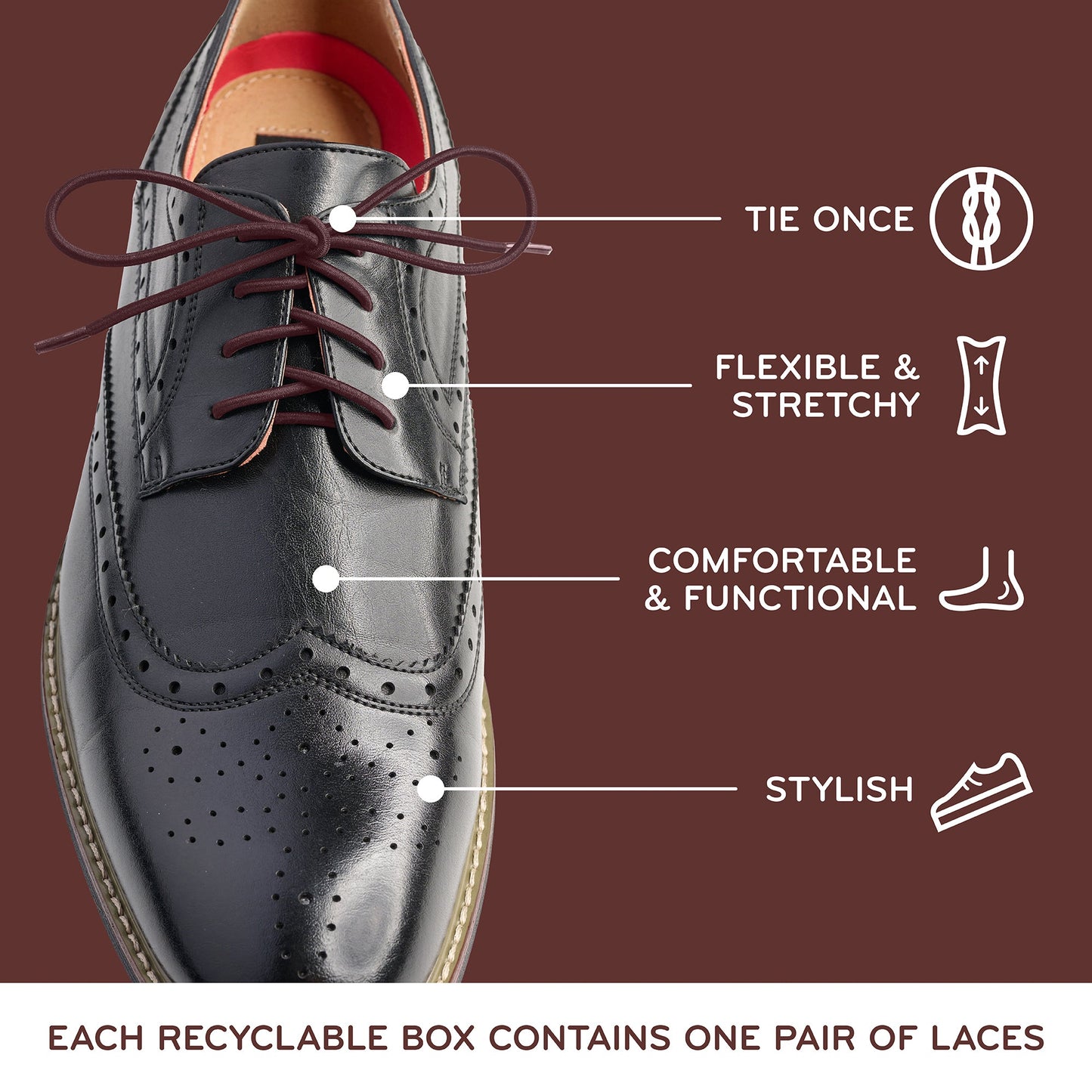 Dark Brown Round Elastic Dress Shoe Laces