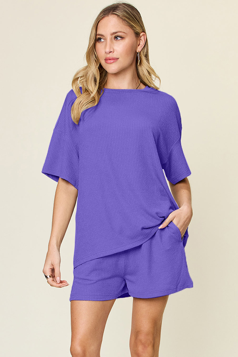 Double Take Full Size Round Neck Short Sleeve T-Shirt and Shorts Set - Concordia Style Boutique