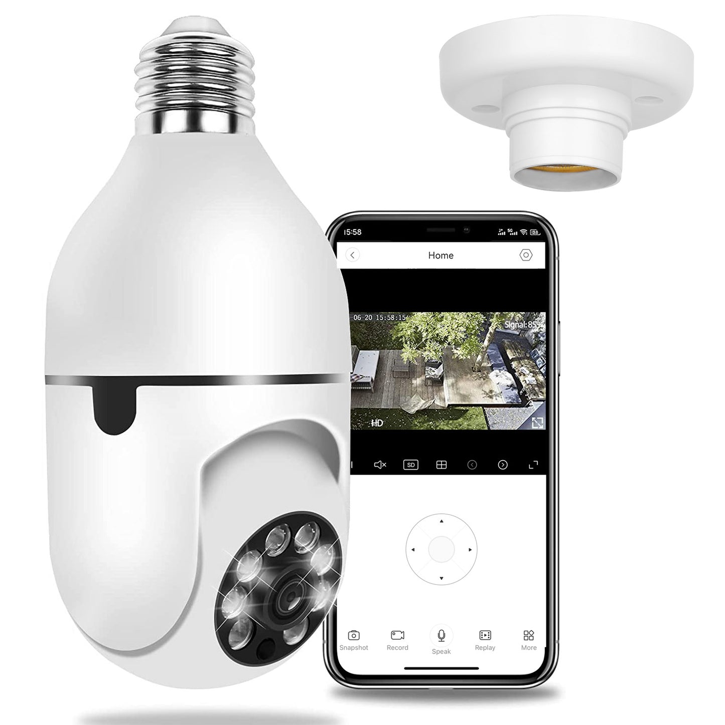 WiFi Bulb Camera 1080P - Security Surveillance Camera With Two-Way Audio + Night Vision Motion Detection