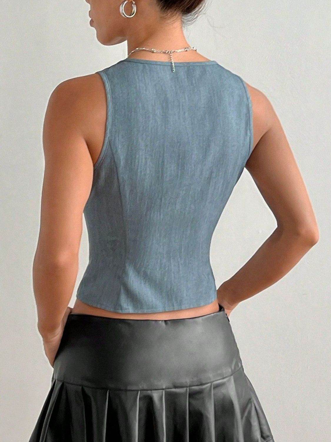 Tied Front V-Neck Cropped Tank - Concordia Style Boutique