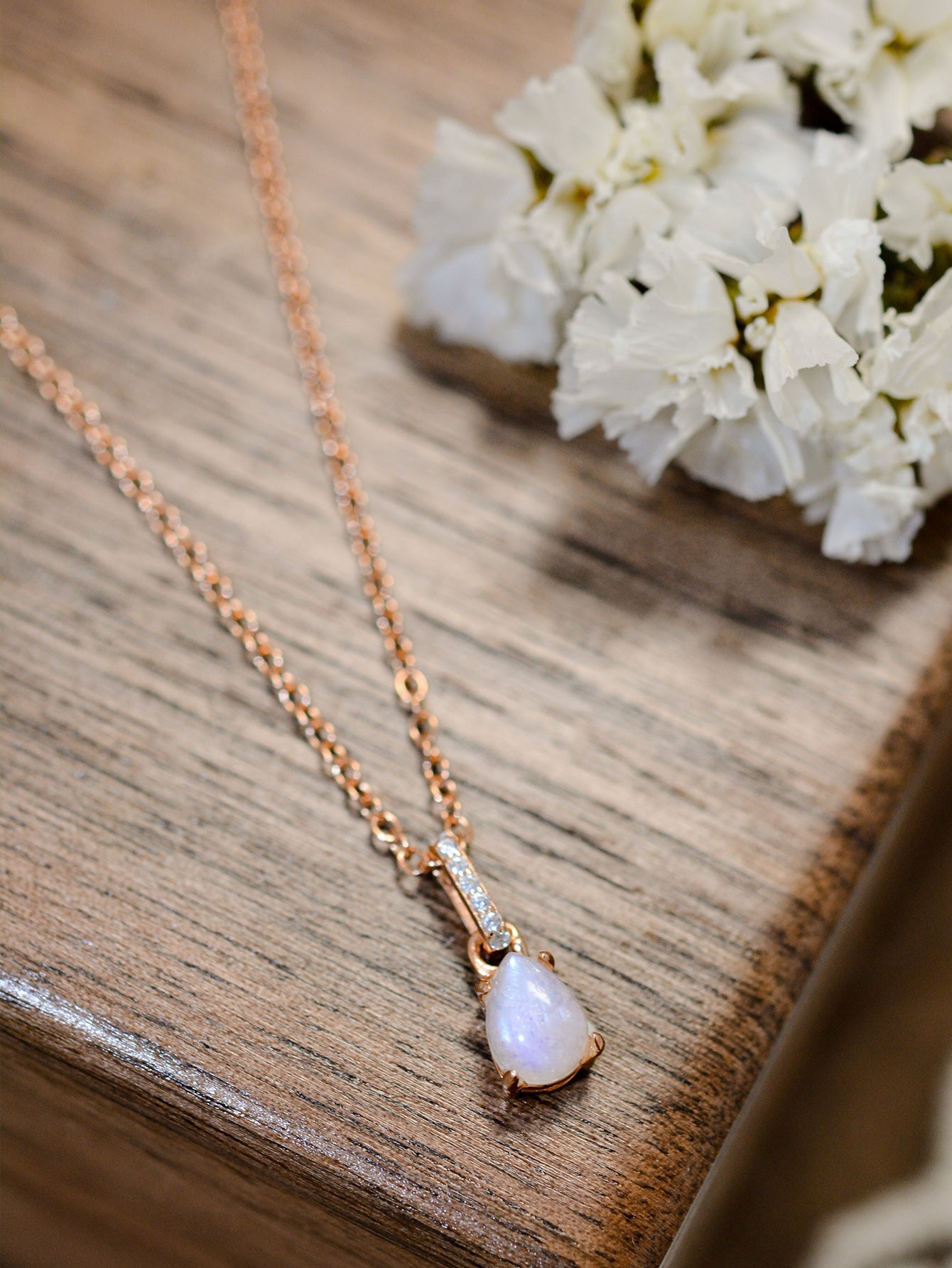 Moonstone Teardrop Pendant Necklace - Concordia Style Boutique