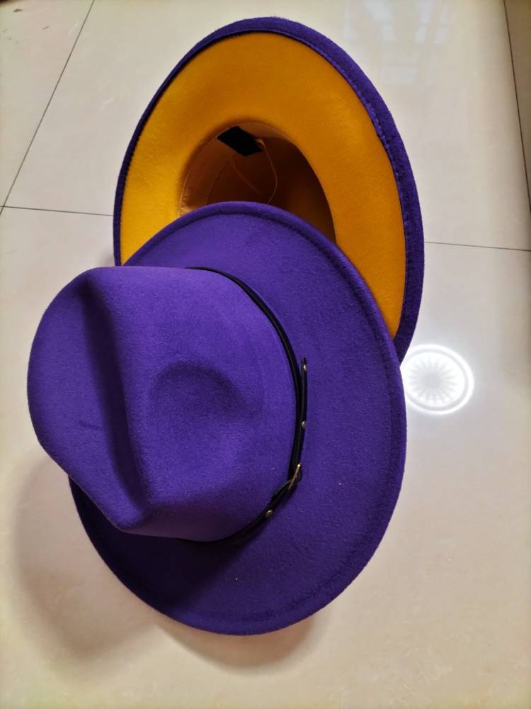 Flat Brim European And American  Woolen Top Color Matching  Fedora Jazz Hat - Premium hat from Concordia Style Boutique - Just $12.32! Shop now at Concordia Style Boutique