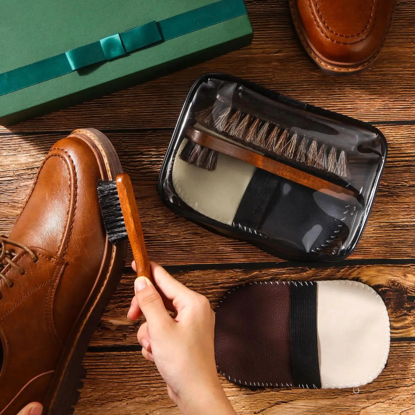 6 Pcs Horsehair Shine Shoes Brush Kit - Polish Dauber Applicators Cleaning Leather Shoes - Concordia Style Boutique