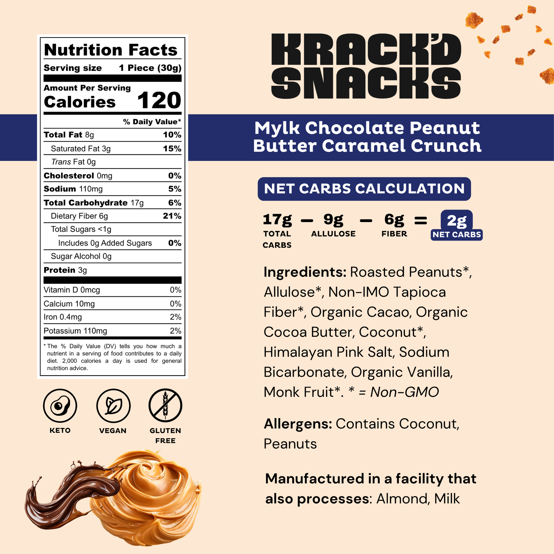 Milk Chocolate Peanut Butter Caramel Crunch (Keto | Vegan) - Concordia Style Boutique