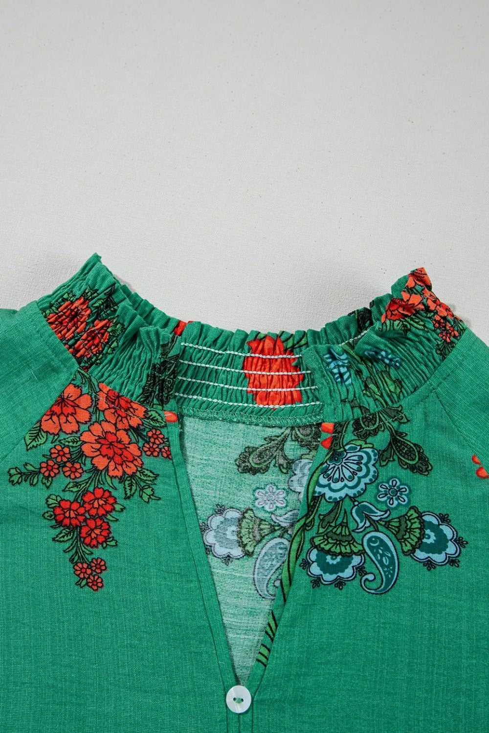 Floral Print Notched Short Sleeve Blouse - Concordia Style Boutique