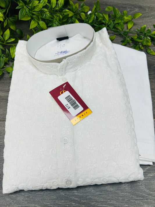 Cotton kurta pajama | white chikankari kurta