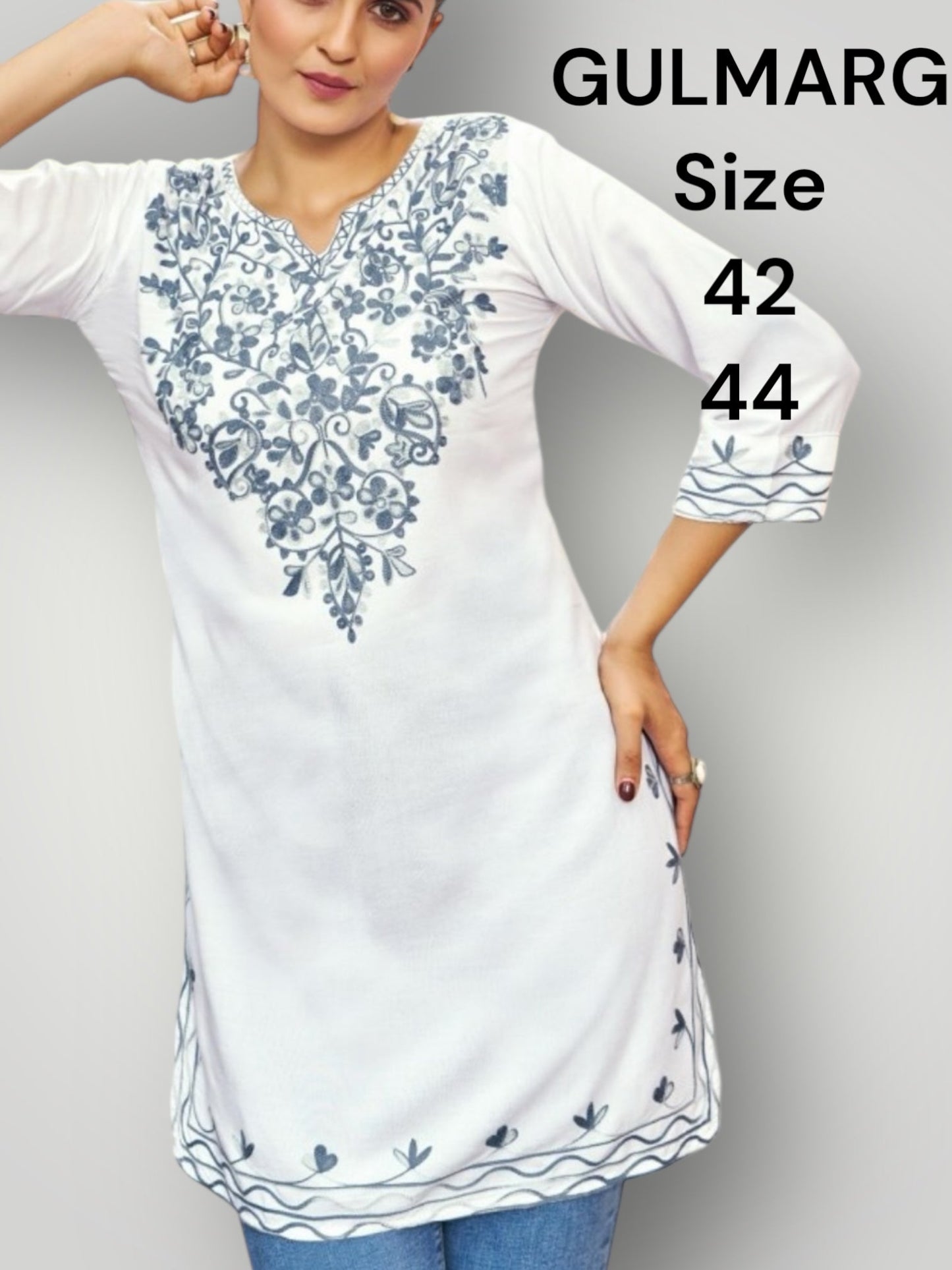 Cotton embroidered short Kurtis