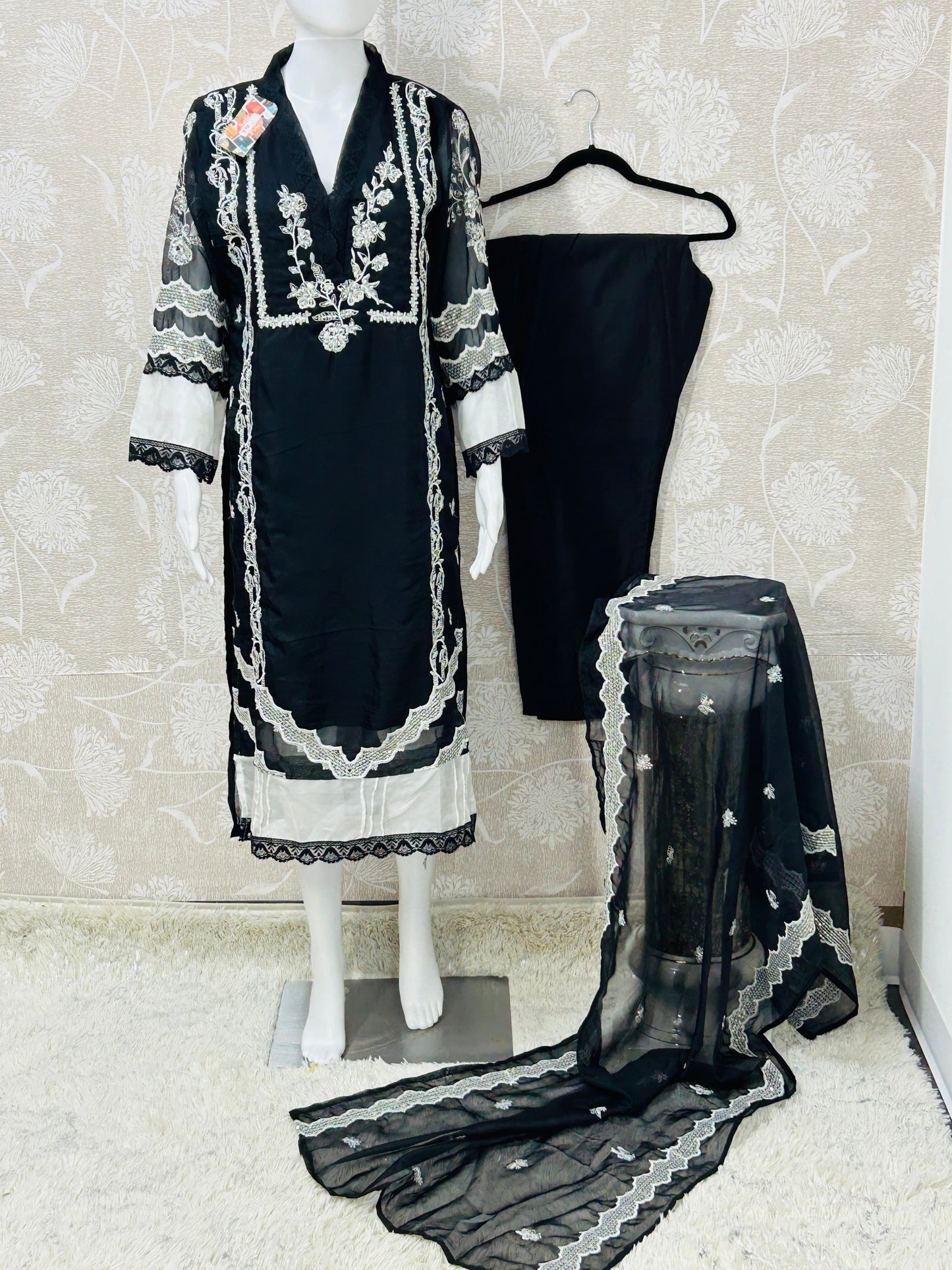 Chanderi silk salwar kameez set : SALE