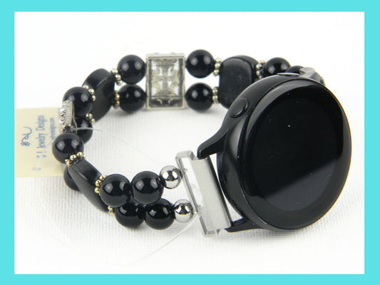 Black Onyx and Obsidian Watch band for Samsung Watch