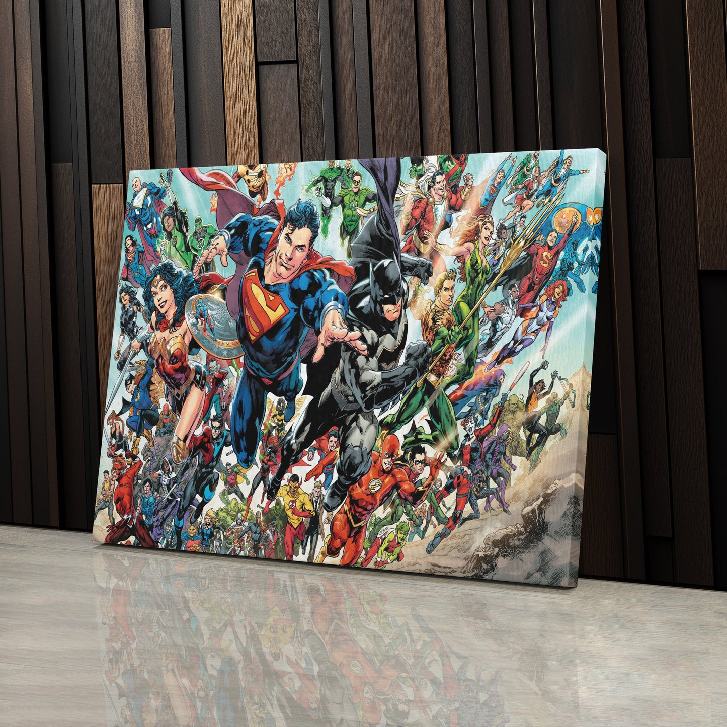 DC Superheroes Canvas Wall Art – Comics Print for Kids Room
