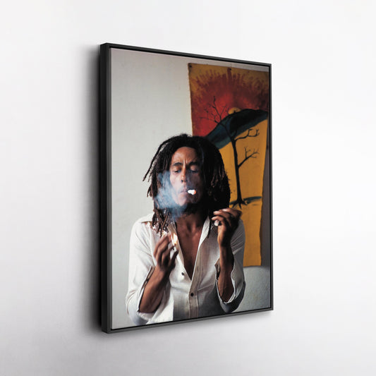 Bob Marley Smoking Canvas – Reggae Wall Art for Home Decor