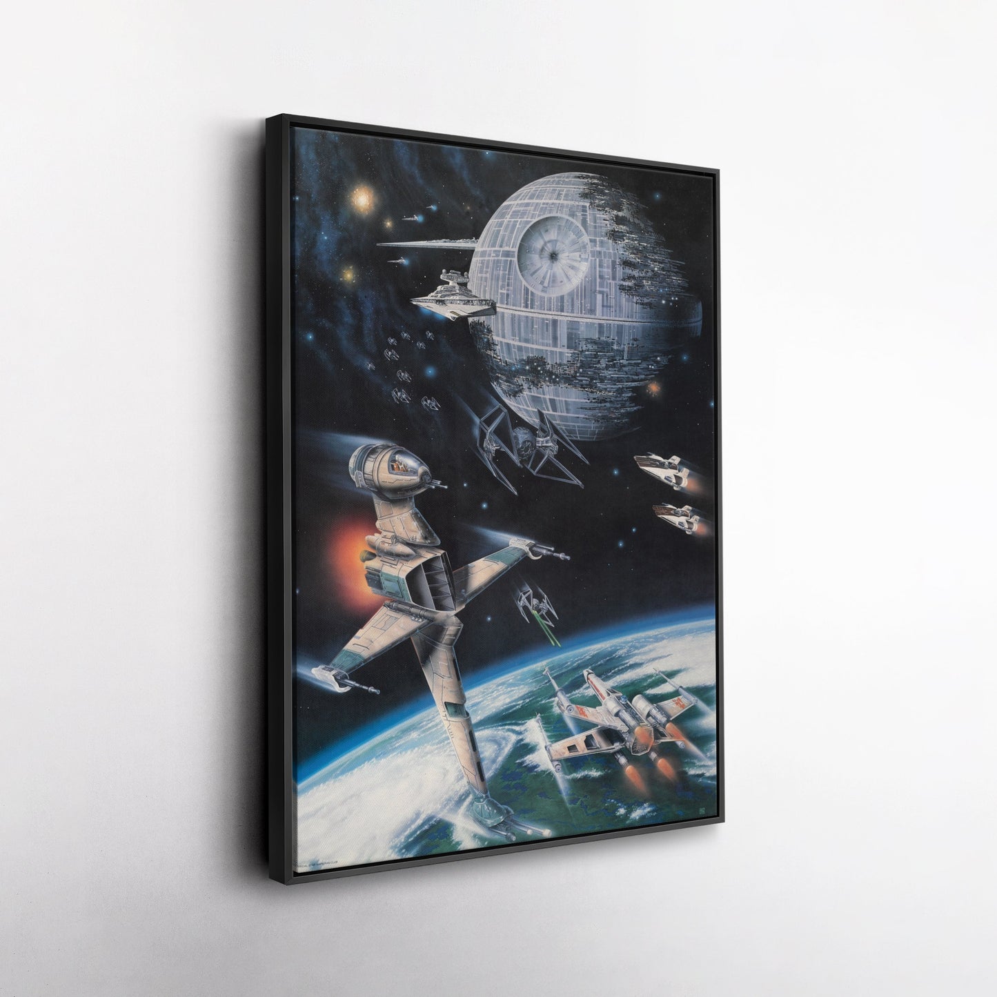 Death Star, Star Destroyer, Battle, TIE Interceptor Canvas Wall Art Decor - Star Wars Epic Art
