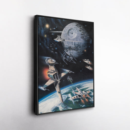 Death Star, Star Destroyer, Battle, TIE Interceptor Canvas Wall Art Decor - Star Wars Epic Art